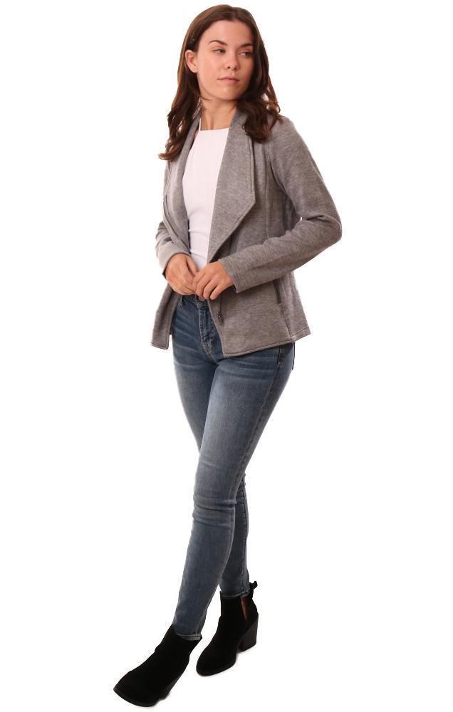 BB Dakota Jackets Asymmetrical Zip Front Soft Brushed Grey jacket