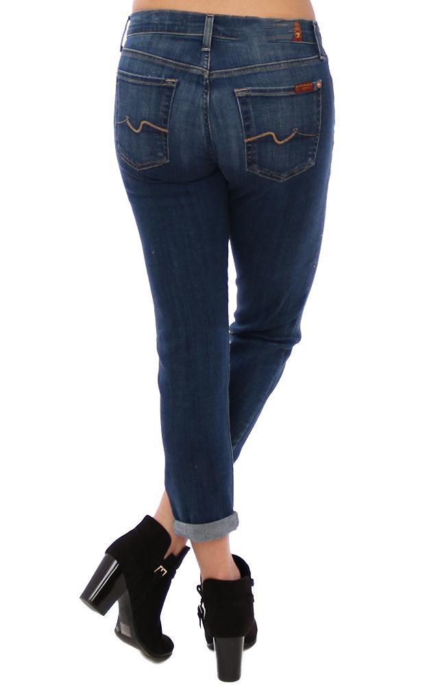 7 For All Mankind Denim Skinny Cuffed Light Wash Relaxed Cropped Boyfriend Jeans