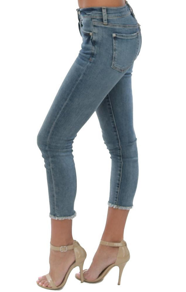 7 For All Mankind Denim Roxanne Ankle Fray Hem Skinny Crop Jean Pant