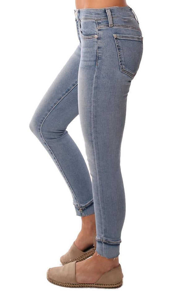 7 For All Mankind Denim Ankle Fray Hem Easy To Wear Skinny Blue Jean