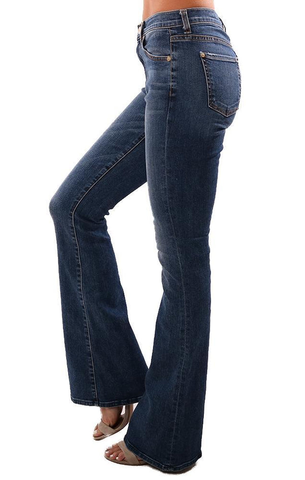 7 For All Mankind Denim High Waist Fit To Flare Long Dark jeans