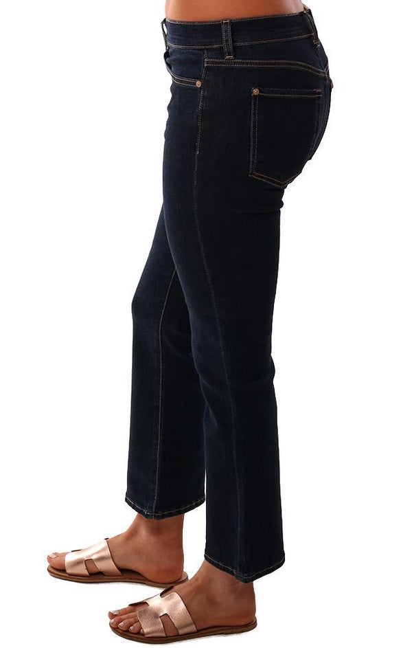 7 For All Mankind Denim High Waist Slim Kick Dark Washed Flare Pant