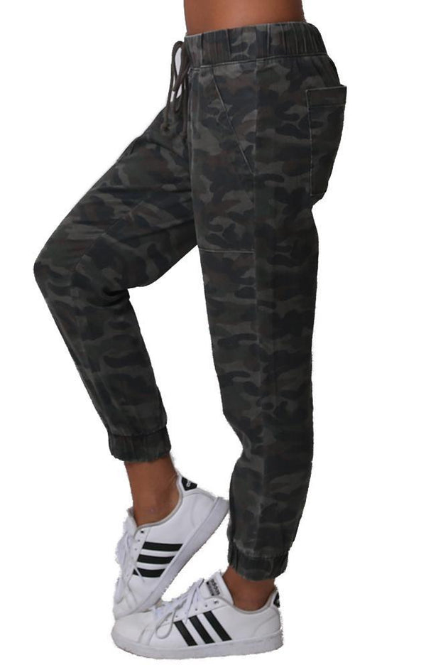 Bella Dahl Joggers Camo Print Pocket Drawstring Waist Fall Jogger Pant