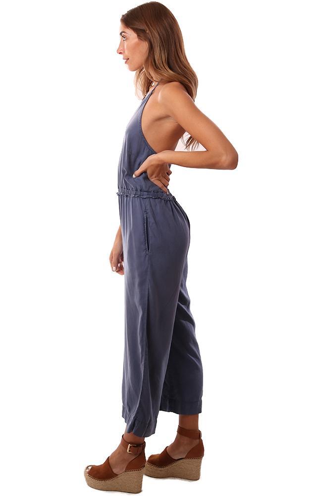 Bella Dahl Jumpsuits Halter Neck Sleeveless Smocked Open Back Cropped Jumpsuit