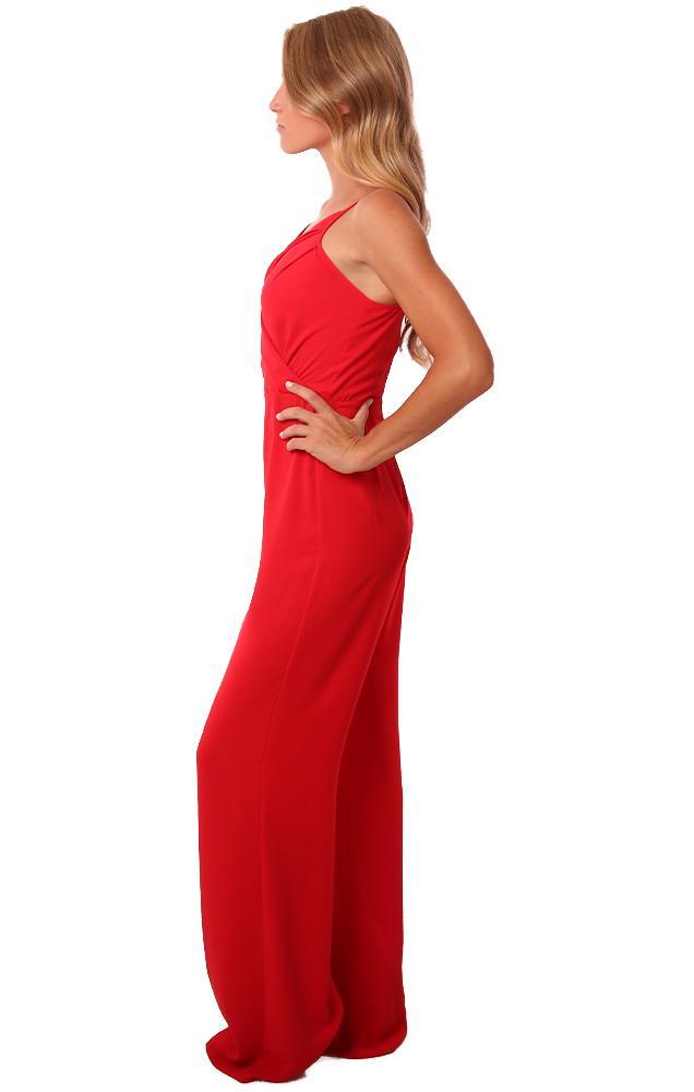 Amanda Uprichard Jumpsuits V Neck Cross Front Long Dressy red Jumper