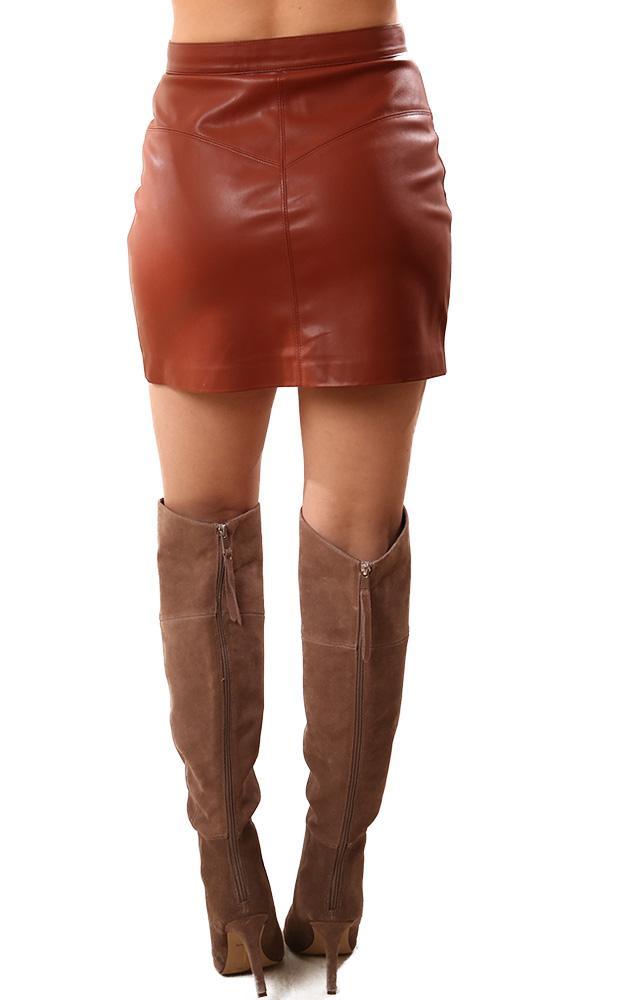 BB Dakota Rust Mini  Faux Leather Skirt