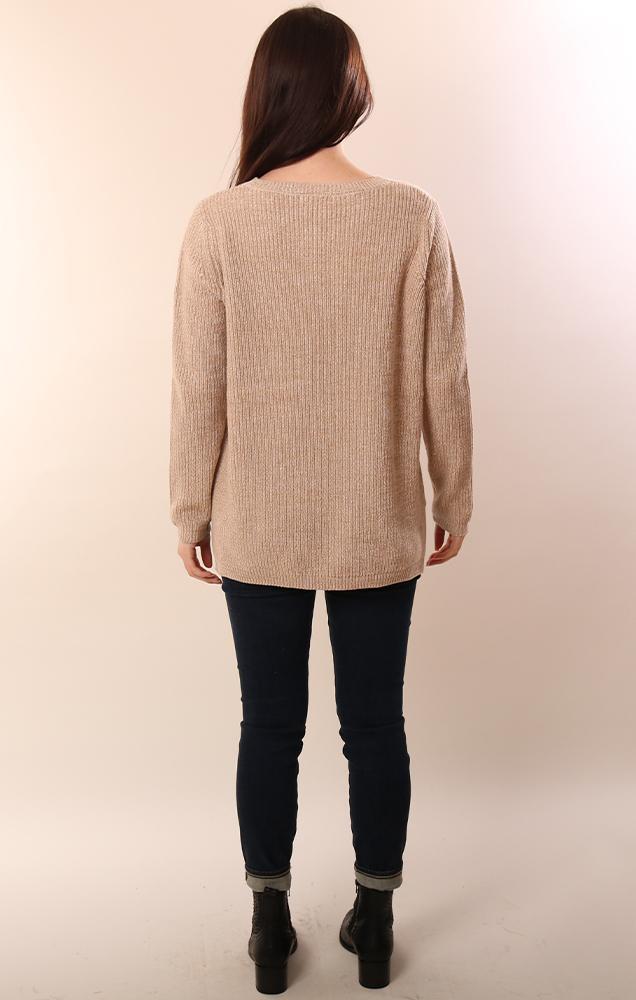 525 Sweaters Long Sleeve Comfy Khaki Knit cotton sweater