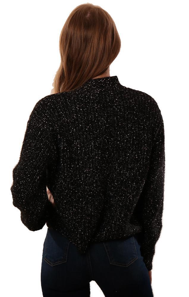 BB Dakota Cardigans Button Front Cropped Black Speckled Cardi Knit