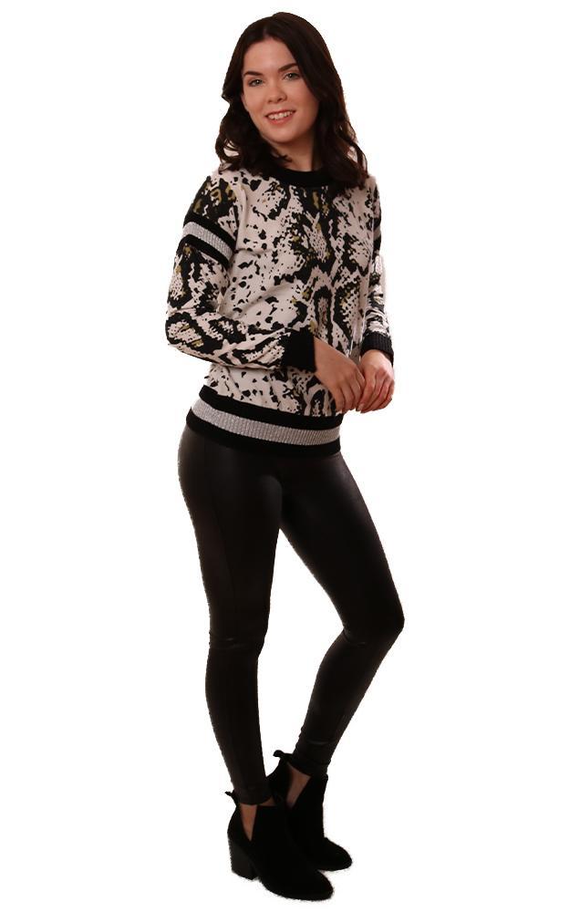 Central Park West Sweaters Long Sleeve Crew Neck Printed Pullover