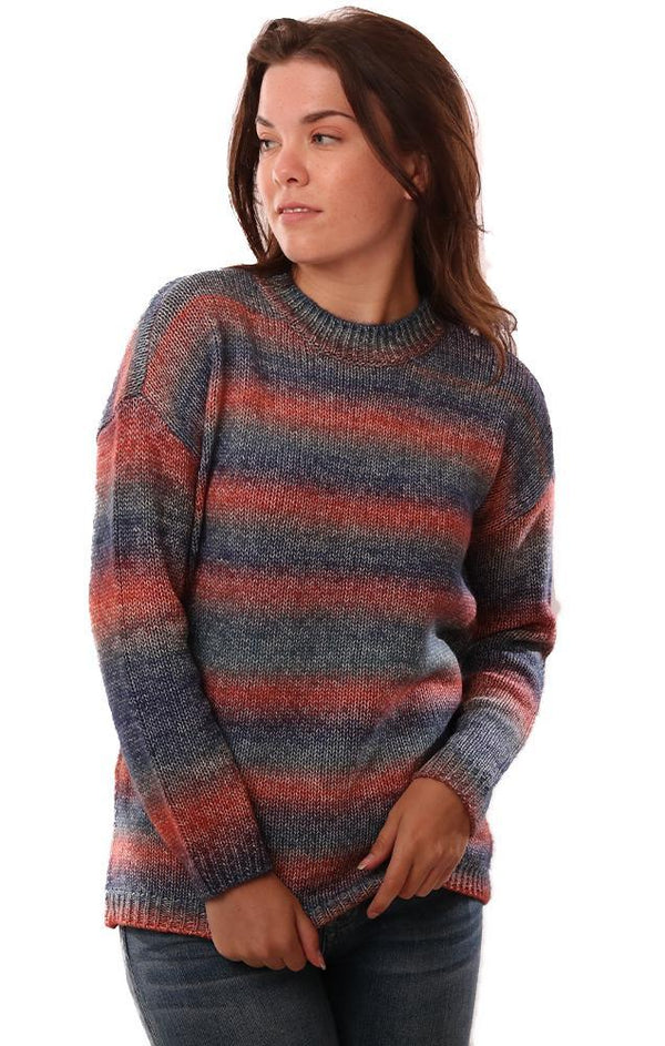 BB Dakota Sweaters Long Sleeve Crew Neck Multi Striped Fall Knit Sweater