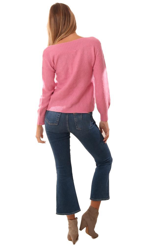 BB Dakota Sweaters Boat Neck Pink Knit Pullover