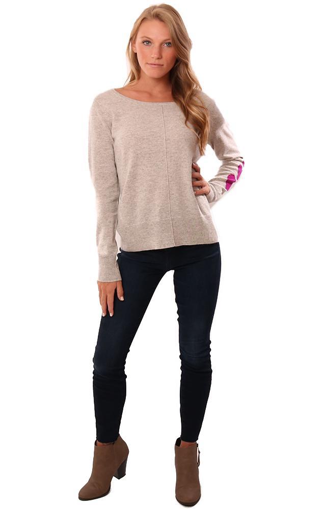 Raffi Sweaters Crew Neck Long Sleeve Heart Sleeve Print Fall Cashmere Knit