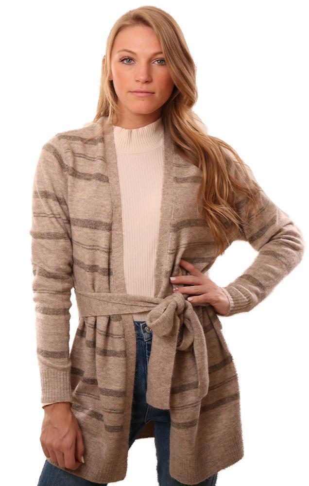 Heartloom Cardigans Long Sleeve Striped Tie Waist Cardi