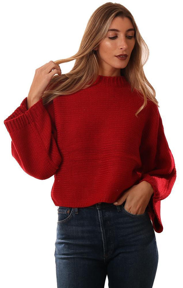 Jack By BB Dakota Sweaters Wide Sleeve Cropped Crew Neck Knit