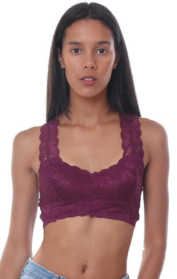 Anemone Bralettes Lace Racerback Burgundy Pullover Soft Bralette