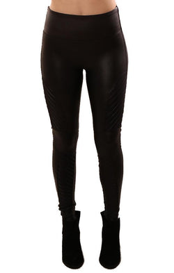 Spanx Leggings High Waisted Faux Leather Skinny Black Moto Legging