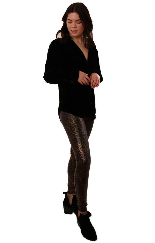 Spanx Leggings High Waisted Faux Leather Metallic Leopard Printed Legging