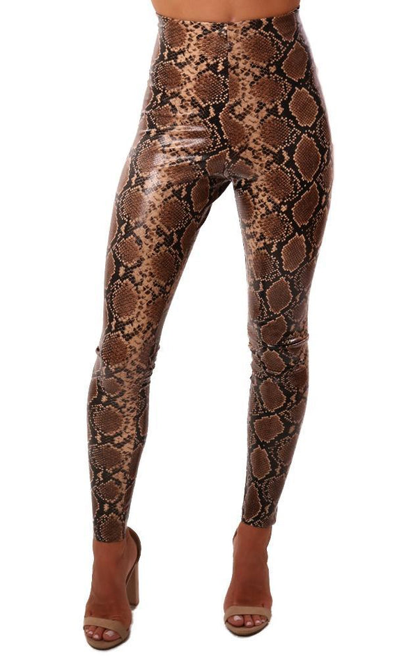 Commando Leggings High Waisted Seamless Vegan Leather Snake Print Legging