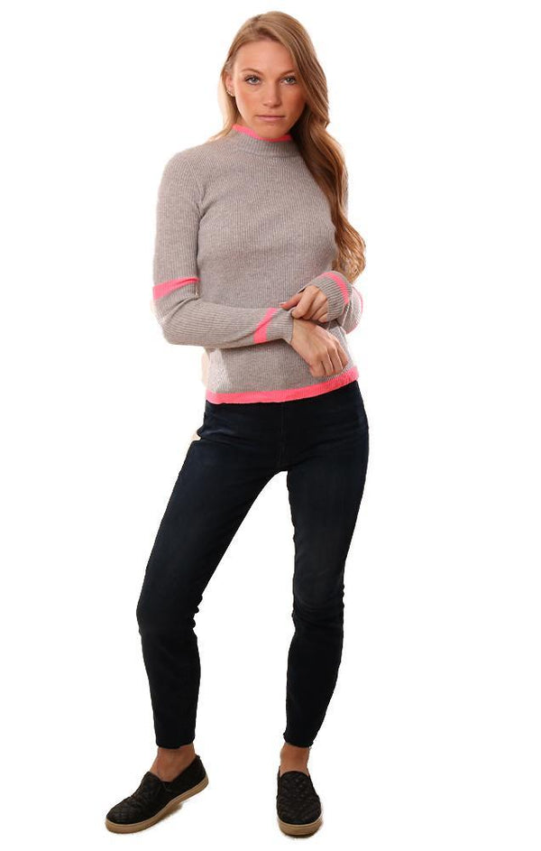 Central Park West Tops Long Sleeve Ribbed Mock Neck Knit