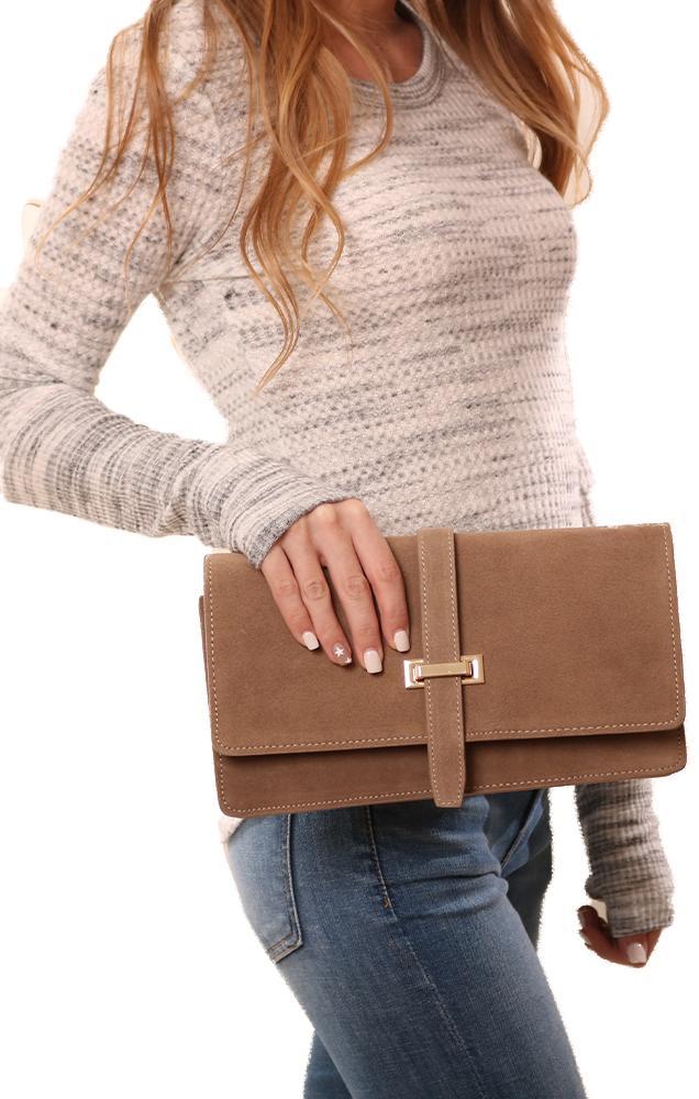 Handbags Suede Tan Holiday Clutch