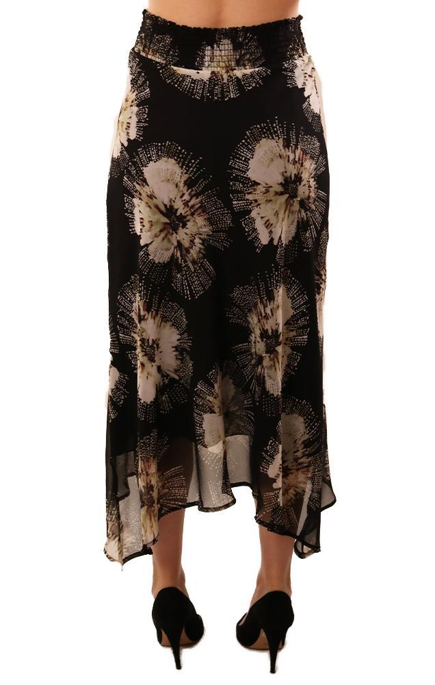 Veronica M Skirts Floral Printed Smock Waist Flowy Midi Length Skirt