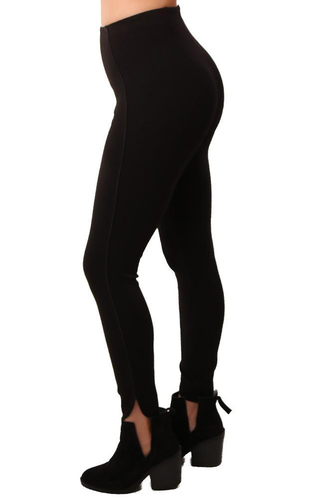 Lyssé Leggings High Waisted Angled Hem Black Skinny Fitted Legging