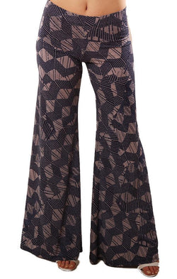 Veronica M Pants Wide Leg Flare Bottom Navy Printed Pant