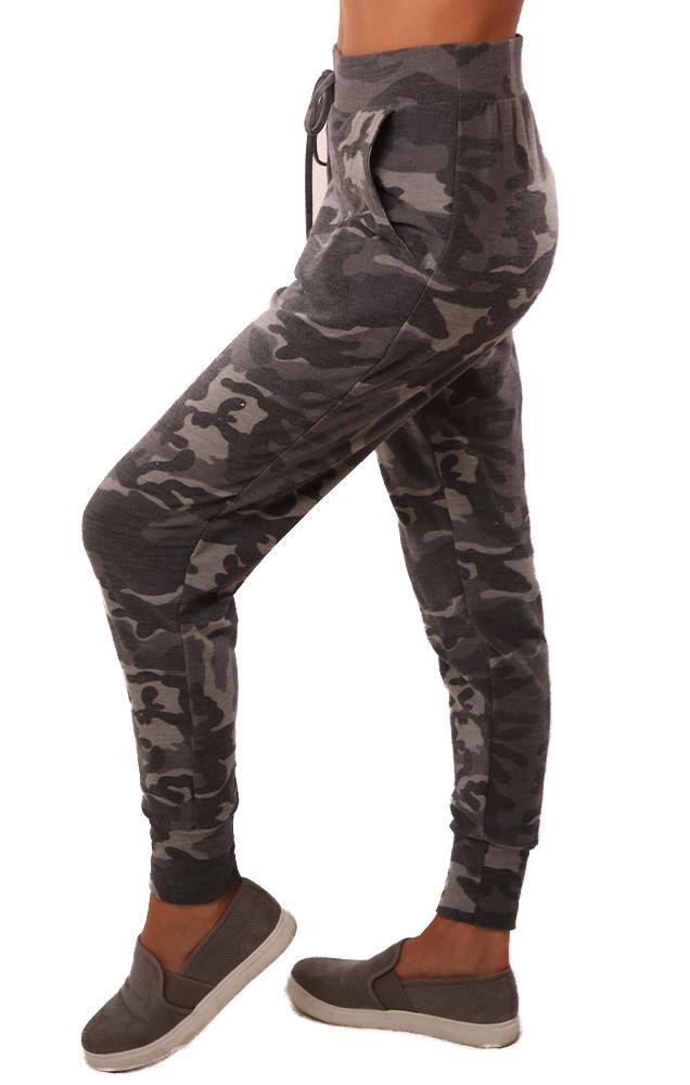 Veronica M Joggers Camo Printed Grey Relaxed Fit Cozy Pant