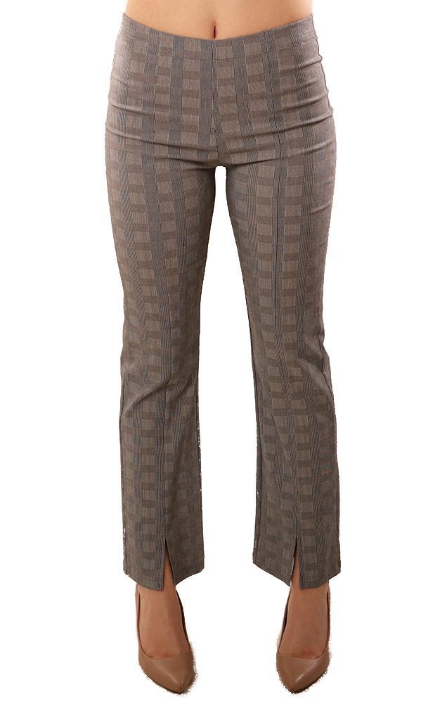 Clara Sunwoo Pants Slit Ankle Center Seam Plaid Stretch Pant