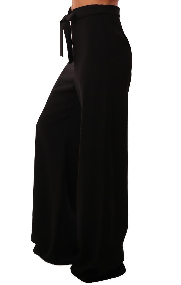 Amanda Uprichard Pants High Waisted Belted Wide Leg dressy Black Pant