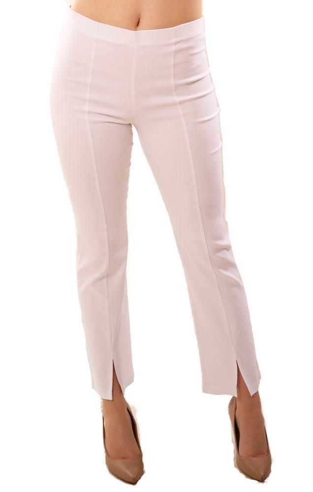 Clara Sunwoo Pants Slit Ankle Center Seam White Crop Stretch Pant