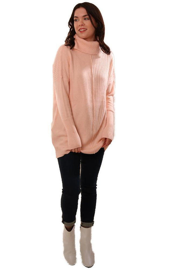 Metric Sweaters Long Sleeve Cowl Neck Soft Pink Knit Chunky Sweater