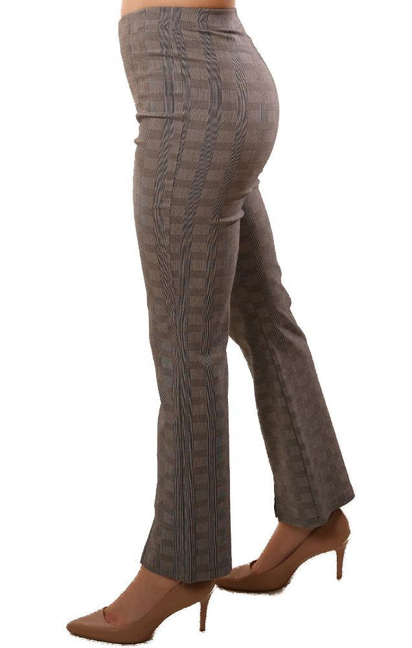 Clara Sunwoo Pants Slit Ankle Center Seam Plaid Stretch Pull On pant