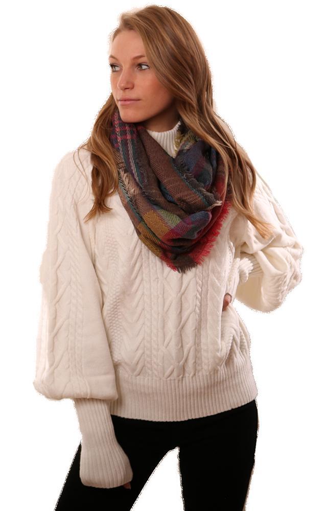 Scarves Frayed Edge Plaid Pink Winter Scarf