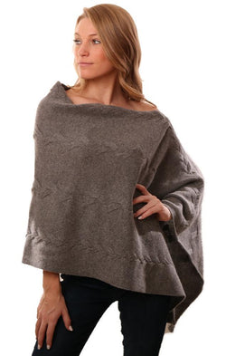 In Cashmere Ponchos Cable Knit Soft Holiday Grey Topper