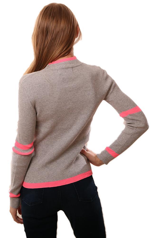 Central Park West Tops Long Sleeve Ribbed Mock Neck Sweater