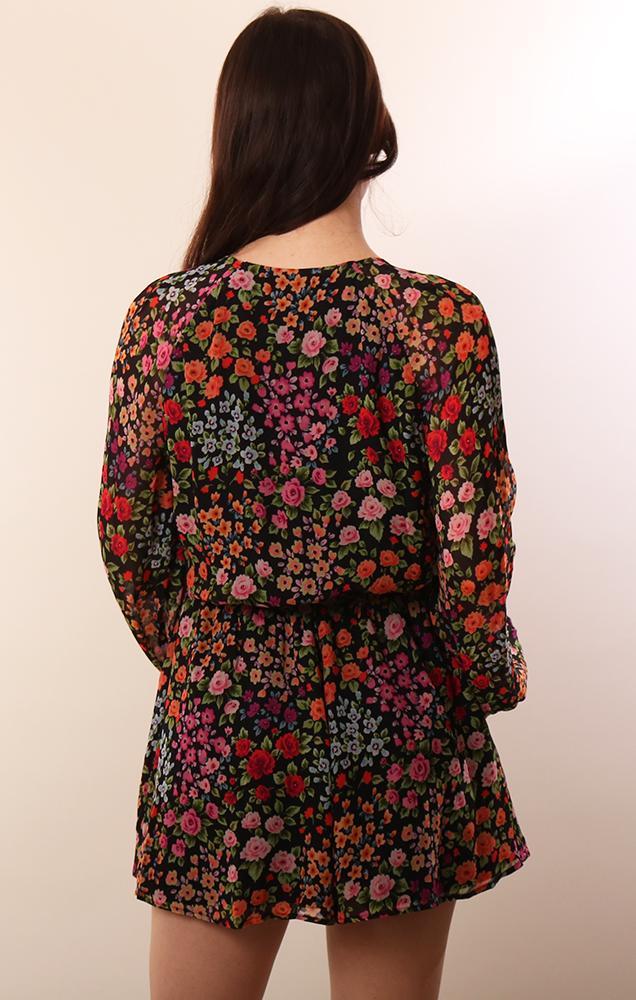 Yumi Kim V Neck Long Sleeve Floral Printed flowy spring romper