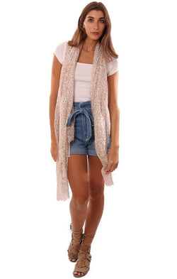 Scarves Frayed Edge Floral Printed Flowy Summer Lightweight flowy Scarf