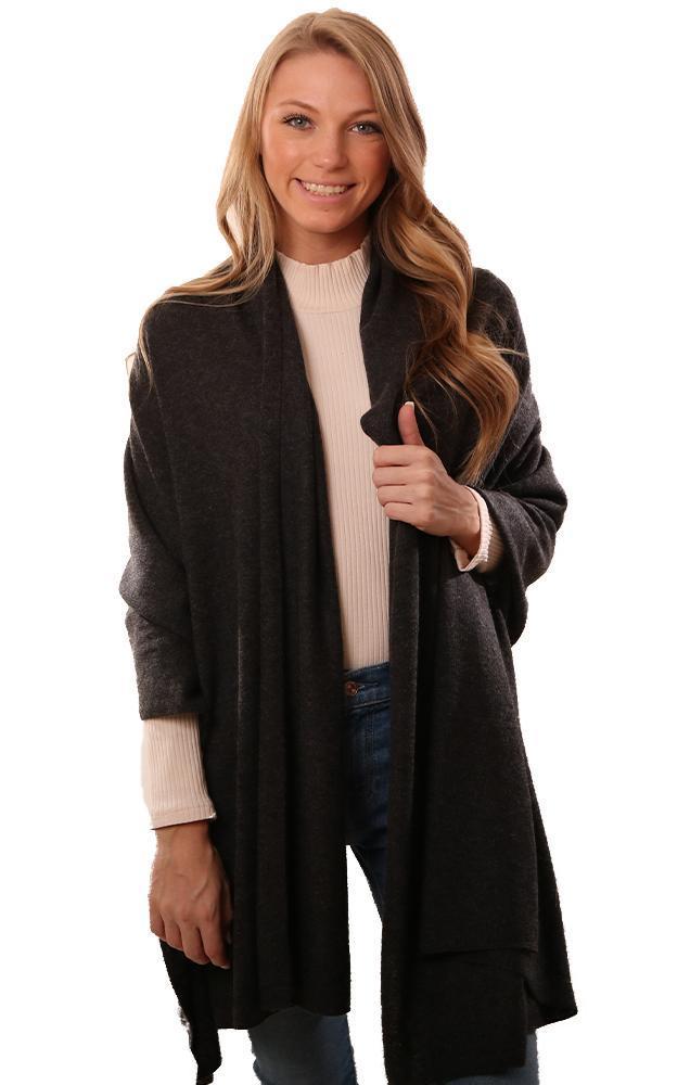 In Cashmere Shawls Long Dark Grey Soft Wrap Scarf