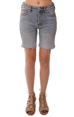 Free People Shorts Denim Blue Cut Off Bermuda Frayed hem Short