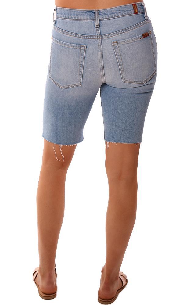 7 For All Mankind Shorts High Waist Denim Blue Cut Off Light Wash SHort