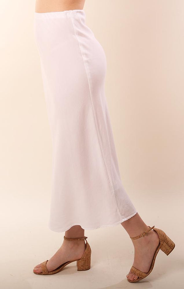 Bella Dahl Tencel White Flowy Midi Skirt