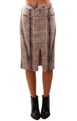 Skirts Midi Length Snakeskin Printed Zip Front Pencil Skirts