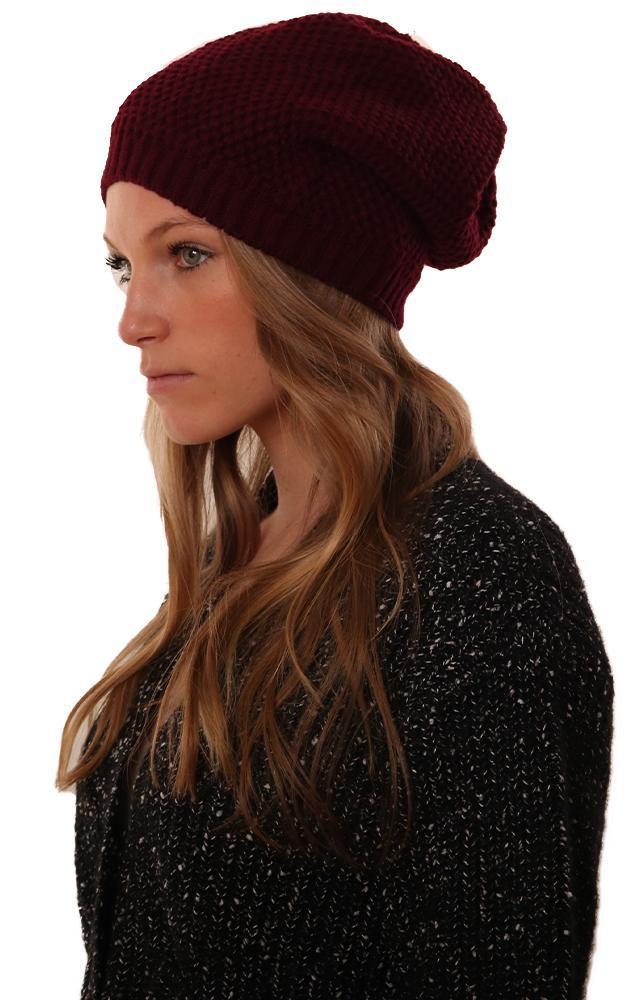 Hats Waffle Knit Warm Winter Burgundy beanie