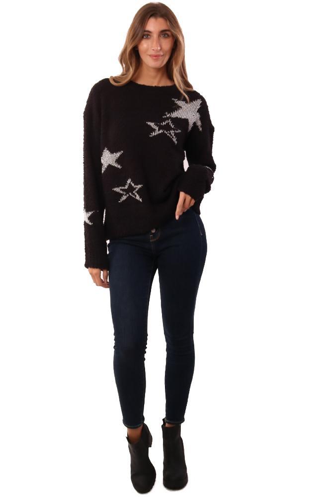 Hem And Thread Sweaters Star Printed Cozy Sweater