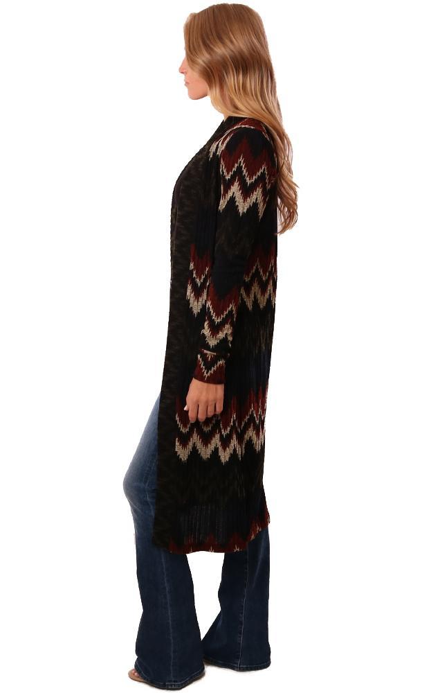 Veronica M Cardigans Open Front Long Sleeve Soft Black Boho Cardi Duster