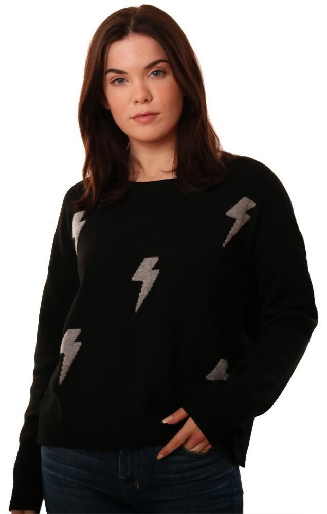 Six Fifty Tops Crew Neck Long Sleeve Lightning Bolt Knit Top