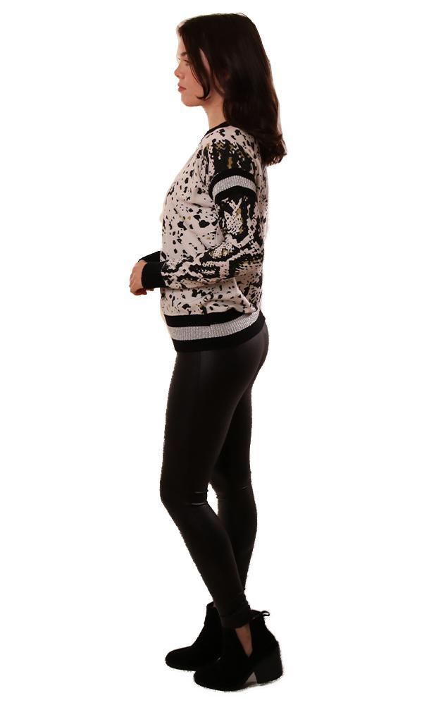 Central Park West Sweaters Long Sleeve Crew Neck Printed Sweater