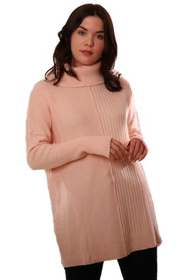 Metric Sweaters Long Sleeve Cowl Neck Soft Pink Long Knit Pullover