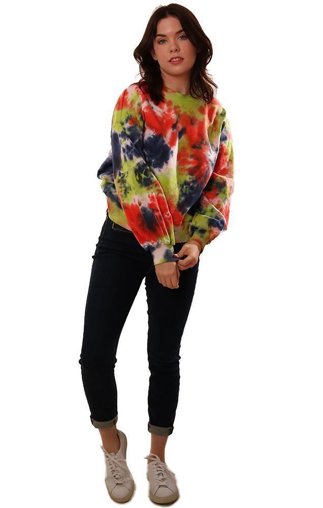 Central Park West Tops Long Sleeve Crew Neck Tie Dye Causal Relaxed Sweatshirt